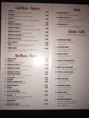 Menu photo 4 Aspendos Restaurant Folkestone, KEN