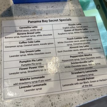 Panama Bay Coffee - Secret Specials menu at Panama Bay Coffee in Livermore. - Cafes Near Me - Livermore, California
