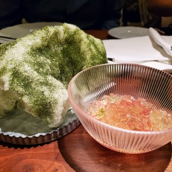 Angler - Tuna with tomato jelly + rice cracker with seaweed powder - Seafood Near Me - San Francisco, California
