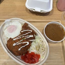 Spicy Chicken Katsu Curry Rice with extra cabbage