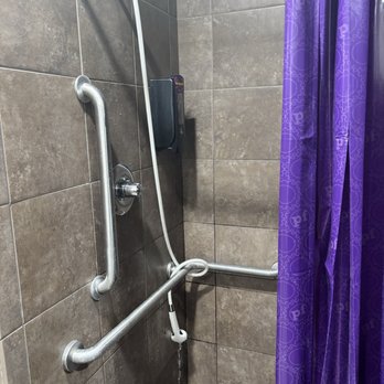 Planet Fitness - Shower base is too high and never attached. I'm 5'8 and the water literally sprays in my hair and above my head. - Gyms Near Me - Laurel, Maryland