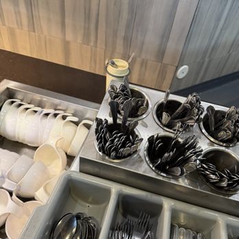 Golden Panda Buffet - personal drink in front of utensils - Buffets Near Me - Baldwin Park, California
