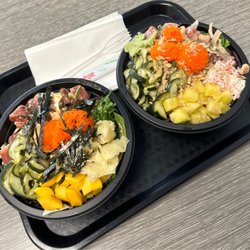 Poke Ichii - Regular poke bowls with 3 scoops of protein, half rice and half spring salad and favorite toppings