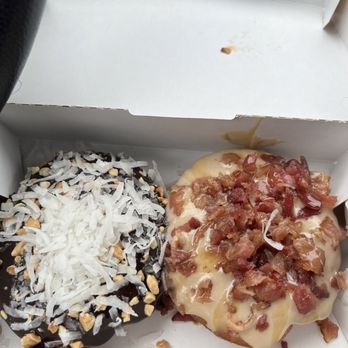 Duck Donuts - Coconut Island Bliss and Bacon in the Sun - Donuts Near Me - Arlington, Virginia Duck Donuts - Coconut Island Bliss and Bacon in the Sun - Donuts Near Me - Arlington, Virginia
