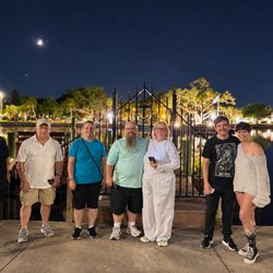 Tarpon Springs Ghost Tour guests at Spring Bayou downtown