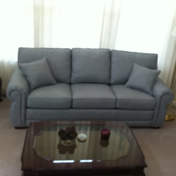 Style Trend Upholstery - Reupholstered and restyled sofa with loose back cushions and new Herringbone silver grey fabric. - Furniture Reupholstery Near Me - Lakewood, Colorado Style Trend Upholstery - Reupholstered and restyled sofa with loose back cushions and new Herringbone silver grey fabric. - Furniture Reupholstery Near Me - Lakewood, Colorado