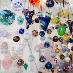 Gott Glass Gallery and Phoenix Studio - A multitude of beautiful glass ornaments for sale in the studio