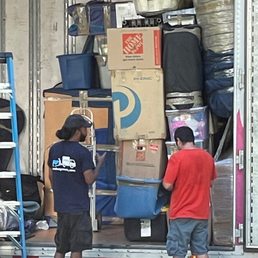 Notice boxes crushed and not stacked efficiently