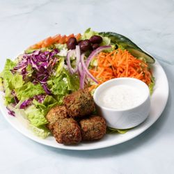 Super Gyros  - Falafel salad comes with large greek salad and falafel entree with choice of dips and dressing