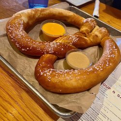 Rodano's - The soft pretzel appetiser, not as good as last time. Very bread-y and not really a pretzel taste but the cheese sauce is good.