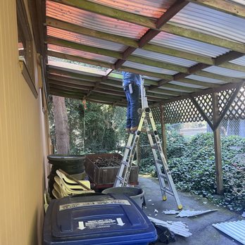 JC Roofing - Fixing the one broken panel in the carport - Gutter Services Near Me - Lynnwood, Washington