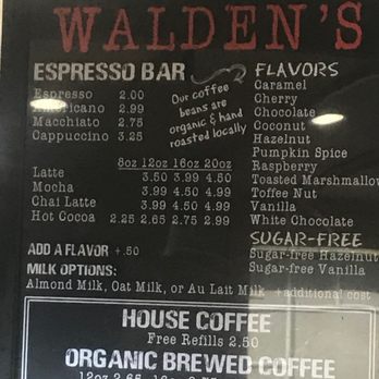 Walden's Coffeehouse - Coffee menu - Coffee & Tea Near Me - Reno, Nevada Walden's Coffeehouse - Coffee menu - Coffee & Tea Near Me - Reno, Nevada