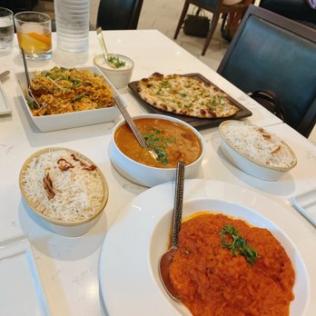 Karma Modern Indian - Butter chicken, eggplant dumpling, some rice dish - Indian Near Me - Washington, DC, District of Columbia Karma Modern Indian - Butter chicken, eggplant dumpling, some rice dish - Indian Near Me - Washington, DC, District of Columbia