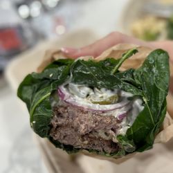 Bareburger - Ranchero burger in a collard green wrap