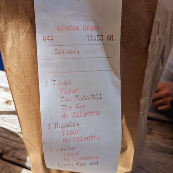 Vaquero Taquero - Order Receipt on Bag with Tacos - Tacos Near Me - Austin, Texas Vaquero Taquero - Order Receipt on Bag with Tacos - Tacos Near Me - Austin, Texas