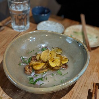 Tiga - Madai Civichi with Plantain Chips - Sushi Bars Near Me - Port Washington, New York Tiga - Madai Civichi with Plantain Chips - Sushi Bars Near Me - Port Washington, New York