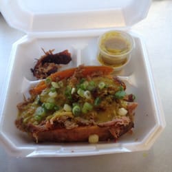 Rockin H BBQ - Hott mess sweet potato with jalapeño mustard!
