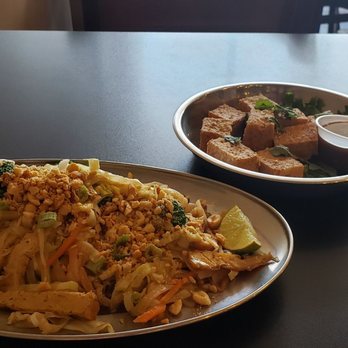Heart & Soy - Tofu pad thai and crispy tofu. FYI chili sauce they will give you as an option is VERY HOT. - Vegetarian Near Me - Louisville, Kentucky Heart & Soy - Tofu pad thai and crispy tofu. FYI chili sauce they will give you as an option is VERY HOT. - Vegetarian Near Me - Louisville, Kentucky