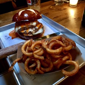 Emily - Emmy Burger Double Stack with curly fries - Pizza Near Me - New York, New York