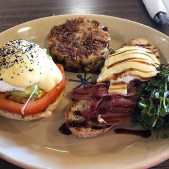 Snooze, an A.M. Eatery - Half each of the Bella Benny and Avocado Benny - Breakfast & Brunch Near Me - Nashville, Tennessee