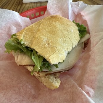 The Sandwich Spot - 1/2 Sandwich - Turkey, Provolone Cheese and Lettuce on a Sourdough Roll - Sandwiches Near Me - Sacramento, California The Sandwich Spot - 1/2 Sandwich - Turkey, Provolone Cheese and Lettuce on a Sourdough Roll - Sandwiches Near Me - Sacramento, California