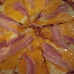Sei Dolce Pilar - Pizza de cheddar y pancetta. 100% recomendada. Nunca he probado igual en Argentina.
