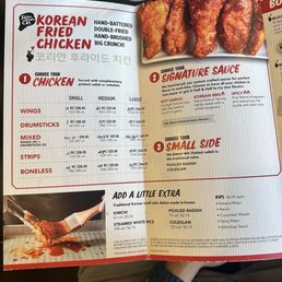 Korean Fried Chicken Menu Korean Fried Chicken Menu
