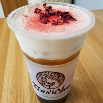 Teas'n You - White Rose Cream Tea with Black Boba - Bubble Tea Near Me - Vienna, Virginia