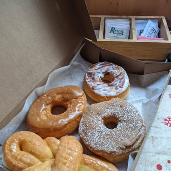 Sugar Shack Donuts & Coffee - from bottom, counter clockwise: glazed bowtie, French toast, marle and salted caramel - Donuts Near Me - Richmond, Virginia Sugar Shack Donuts & Coffee - from bottom, counter clockwise: glazed bowtie, French toast, marle and salted caramel - Donuts Near Me - Richmond, Virginia