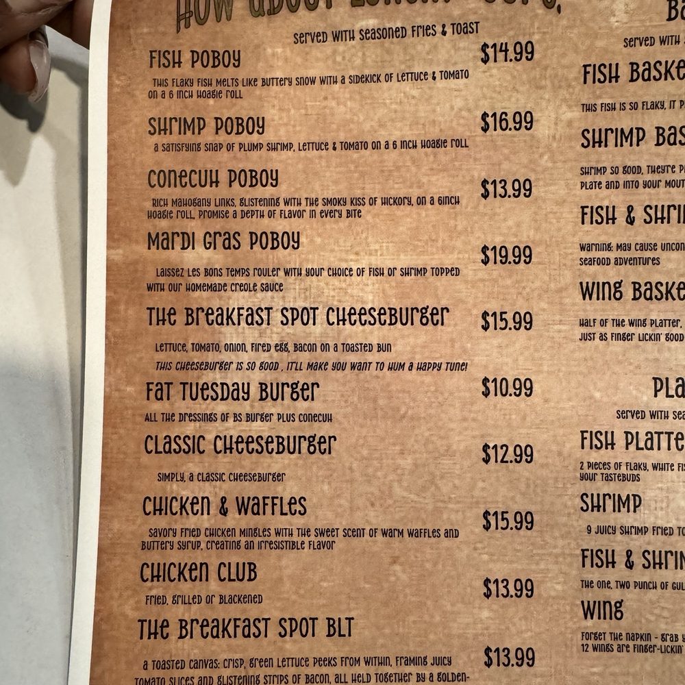 The Breakfast Spot - Menu - Breakfast & Brunch Near Me - Mobile, Alabama