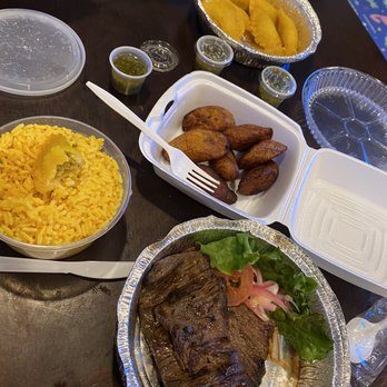 Pollos Mario - Skirt steak, yellow rice, maduros, and empanadas. - Spanish Near Me - Hackensack, New Jersey