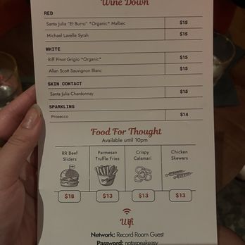 Record Room - Wines and Food Menu - Speakeasies Near Me - Long Island City, New York Record Room - Wines and Food Menu - Speakeasies Near Me - Long Island City, New York