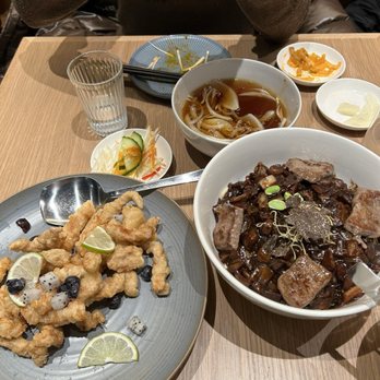 Octo - Tangsuyuk (right), truffle jjajamyeon (left) - Korean Near Me - New York, New York