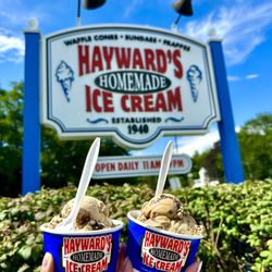 Hayward's Ice Cream - kangamangus highway (single scoop $4.50) & mud pie (single school $4.50)