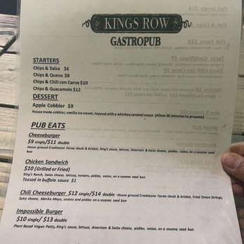 Kings Row Gastropub - Menu - Gastropubs Near Me - Pasadena, California Kings Row Gastropub - Menu - Gastropubs Near Me - Pasadena, California