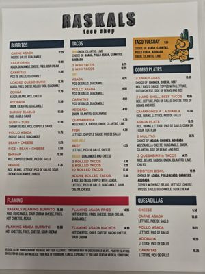 Menu photo 3 Raskals Taco Shop Vista, CA Menu photo 3 Raskals Taco Shop Vista, CA