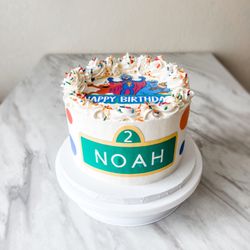 8" half size cake with edible images