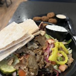 King David's Restaurant - Gyro Salad with a side of falafel
