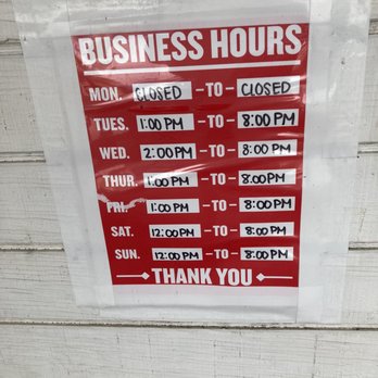 Avalanche Shaved Ice - a business hours sign - Shaved Ice Near Me - Houston, Texas