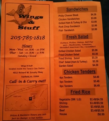 Menu photo 1 Wings & Stuff Fairfield, AL