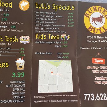 Burger Bull Restaurant - the menu for the restaurant - Fast Food Near Me - Chicago, Illinois Burger Bull Restaurant - the menu for the restaurant - Fast Food Near Me - Chicago, Illinois