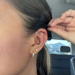 Forward helix + conch piercing