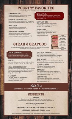 Menu photo 3 The Woodhouse Restaurant Grabill, IN Menu photo 3 The Woodhouse Restaurant Grabill, IN