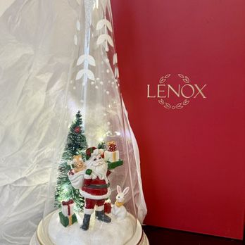 Lenox Corporation - 12.24.23 Christmas 2023... Lit Christmas Cone with Santa Scene from my co-worker - Home Decor Near Me