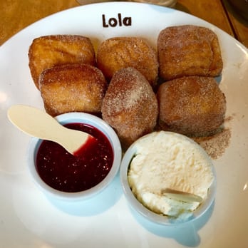 Lola - Beignets with raspberry sauce & marscapone - Greek Near Me - Seattle, Washington Lola - Beignets with raspberry sauce & marscapone - Greek Near Me - Seattle, Washington