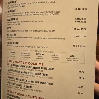 LongHorn Steakhouse - Menu 2/19/25 - Steakhouses Near Me - Chandler, Arizona