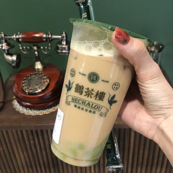 Hechalou - House blend black milk tea with matcha jelly, delicious! - Bubble Tea Near Me - Lakewood, California