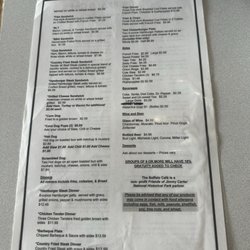 Back of menu