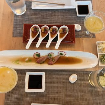 O-Ku - Otoro spoons and hamachi carpaccio (we already ate most of it) - Sushi Bars Near Me - Alys Beach, Florida