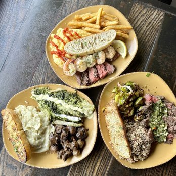 Urban Plates - Our beautiful lunch spread and such a balanced meal - New American Near Me - Brea, California Urban Plates - Our beautiful lunch spread and such a balanced meal - New American Near Me - Brea, California